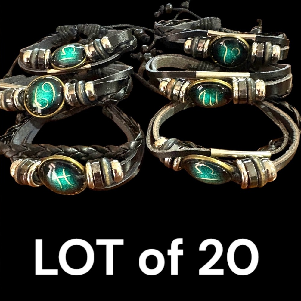 Lot of 20 Zodiac adjustable bracelets for Men and Women - NEW